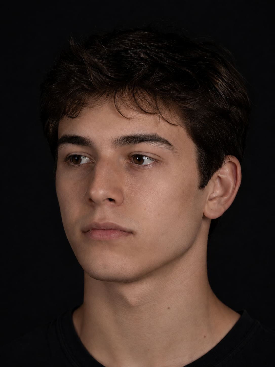 Same man showing sharper jawline, stronger chin projection, and more angular lower third — AI jaw definition preview result
